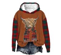 Women's Cute Highland Cow 3D Printed Hoodies Long Sleeve Funny Graphic Print Pullover Sweater Sweatshirts Tops
