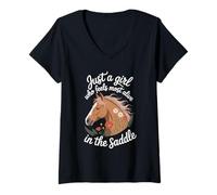 Womens Cute Horse Rider Horseback Riding for Horse Lover Equestrian V-Neck T-Shirt