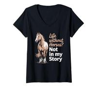 Womens Cute Horseback Riding Horse Riding Equestrian for Girls V-Neck T-Shirt