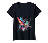 Womens Cute Hummingbird Tropical Rainforest Animal Wildlife V-Neck T-Shirt