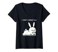Women's Cute I Don't Carrot All Rabbit Carrot Bunny V-Neck T-Shirt