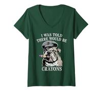 Women's Cute I was Told There Would BE Crayons Military Corp Party V-Neck T-Shirt