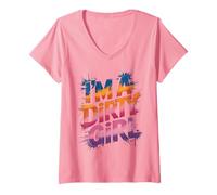 Women's Cute I'm Dirty Girl Mud Run Trail Muddy Sistas Pink Mudder V-Neck T-Shirt