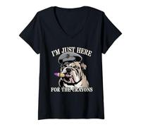 Womens Cute I'm JUST HERE for Crayons Eater Veterans DD-214 V-Neck T-Shirt