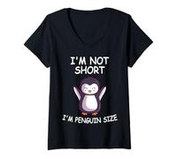 Women's Cute I'm Not Short I'm Penguin Size Seabird Zoo Animal V-Neck T-Shirt
