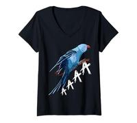 Womens Cute Indian Ringneck Screaming Parakeet Bird Ornithologist V-Neck T-Shirt