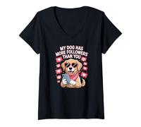 Womens Cute Influencer Dog Meme Social Media Quote V-Neck T-Shirt