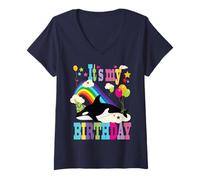 Women's Cute It’s My Birthday Orca Lovers & Killer Whale Lovers V-Neck T-Shirt