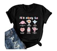 Womens Cute It's Okay to Make Some Mistakes Tops Graphic 2025 Athletic Casual Tshirt Summer Short Sleeve Loose Going Out Special Education Fashion T Shirts Trendy Letter Tee Shirts Black