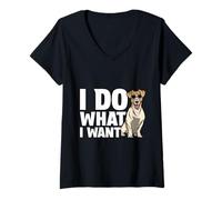 Women's Cute Jack Russell Dog Lover I Do What I Want V-Neck T-Shirt