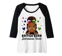 Womens Cute Jamaica Girl Heritage British Born Jamaican Roots Raglan Baseball Tee