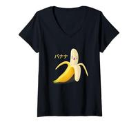 Womens Cute Japanese Banana - Anime Style Kawaii Food V-Neck T-Shirt