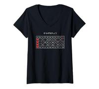 Women's Cute Japanese Hiragana Love Grid Minimal White Design V-Neck T-Shirt
