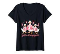 Womens Cute Just A Strong Goose Family Fighter Survivor Supporter V-Neck T-Shirt