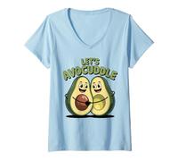Womens Cute Kawaii Avocado Couple Hugging Pun V-Neck T-Shirt