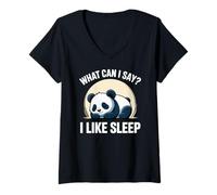 Womens Cute Kawaii Panda, What can I say? I Like Sleep V-Neck T-Shirt