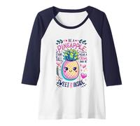 Womens Cute Kawaii Style Be A Pineapple Inspirational Quote Raglan Baseball Tee