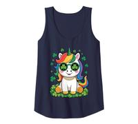 Womens Cute Kawaii Unicorn St Patricks Day Lucky Lepricorn Rainbow Tank Top