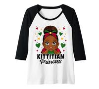 Womens Cute Kittitian Princess Girl Roots St Kitts Flag Heritage Raglan Baseball Tee