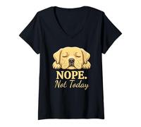 Women's Cute Labrador Nope Not Today Funny Sleeping Dog Lover V-Neck T-Shirt