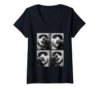 Womens Cute Labradors with Snow Goggles Scarf Funny Winter Dogs V-Neck T-Shirt