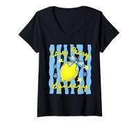 Women's Cute Lemon Easy Peasy Lemon Squeezy Bow Summer Vacation V-Neck T-Shirt