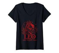 Women's Cute Leo Zodiac Lion Confident Loyal Bold Courageous V-Neck T-Shirt