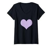 Women's Cute Lilac Purple and Orange Polka Dot Pattern Minimalist V-Neck T-Shirt