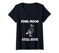 Womens Cute Little Animals Birds Simple Funny Mood Guinea Fowl V-Neck T-Shirt