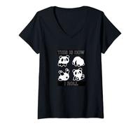 Womens Cute Little Bear Panda, This Is How I Roll V-Neck T-Shirt