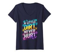 Women's Cute Little Dirt Never Hurt Mud Run Mudding Buddies Muddy V-Neck T-Shirt