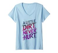 Women's Cute Little Dirt Never Hurt Mud Run Mudding Squad Mudded V-Neck T-Shirt