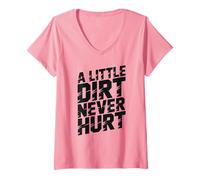 Women's Cute Little Dirt Never Hurt Mud Run Squad Motocross Buddies V-Neck T-Shirt