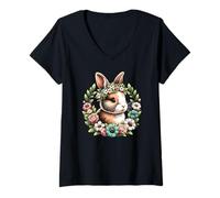 Women's Cute Little Easter Bunny for Kids Easter Gift for Girls V-Neck T-Shirt