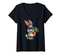 Women's Cute Little Easter Bunny for Kids Easter Gift for Girls V-Neck T-Shirt