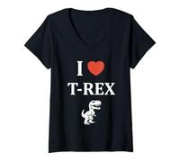 Womens Cute little minimalist tyrannosaurus dinosaur i love t-rex V-Neck T-Shirt