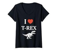 Womens Cute little minimalist tyrannosaurus dinosaur i love t-rex V-Neck T-Shirt