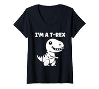 Womens Cute little minimalist tyrannosaurus dinosaur i'm a t-rex V-Neck T-Shirt