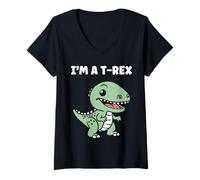 Womens Cute little minimalist tyrannosaurus dinosaur i'm a t-rex V-Neck T-Shirt