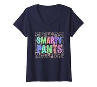 Womens Cute Little Miss Smarty Pants Mr Reading Graduate College V-Neck T-Shirt