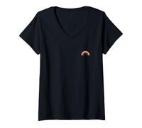 Women's Cute Little Rainbow Multicoloured Circle Arch V-Neck T-Shirt