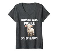 Womens Cute Little Sheep Costume Humour with Sheep and Lamb V-Neck T-Shirt