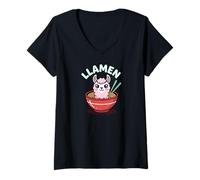 Womens Cute Llama Stuff Alpaca Peru Animal Drama Noodle V-Neck T-Shirt