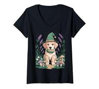 Womens Cute Magical Fantasy World Puppy Dog for Kids Girls Boys V-Neck T-Shirt