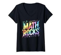 Women's Cute Math Rocks STEM Trip Teacher Learn G ngineer School V-Neck T-Shirt
