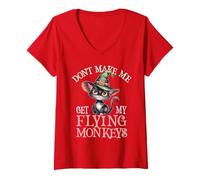 Womens Cute Meowgical Flying Monkeys Cat Wizard Creepy Warlock 1693 V-Neck T-Shirt