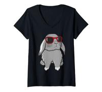 Womens Cute Mini Holland Lop Bunny Rabbit Lover Easter V-Neck T-Shirt