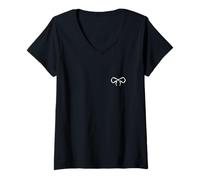 Womens Cute Minimalist Bow Ribbon Aesthetic Simple Line V-Neck T-Shirt
