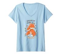 Women's Cute Mom & Me Foxes Forever My Little Cub V-Neck T-Shirt
