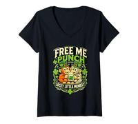 Women's Cute Monkey St Patricks Day Lucky Little Monkey Humor Punch V-Neck T-Shirt